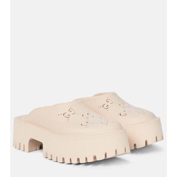 Gucci 'Gg' White Rubber Sandals Size 8 - Picture 1 of 5